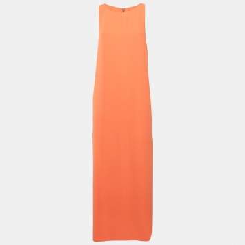 Alice + Olivia Orange Silk Sleeveless Maxi Dress S