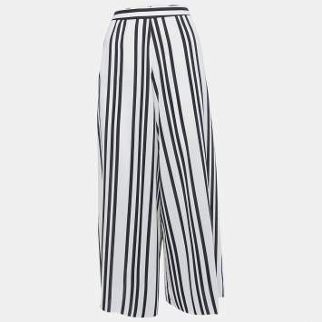 Pre Owned Alice + Olivia Cream Striped Chiffon Culottes M
