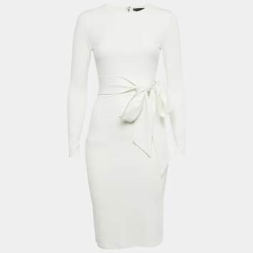 Pre Owned Alice + Olivia Classics White Crepe Tie -Up Waist Short Dress S