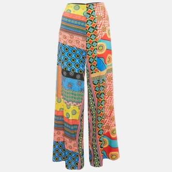 Pre Owned Alice + Olivia Multicolor Printed Crepe Wide-Leg Trousers S