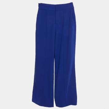 Pre Owned Alice + Olivia Blue Crepe Regular Fit Trousers S