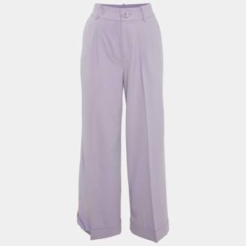 Pre Owned Alice + Olivia Purple Crepe Wide Leg Pants S