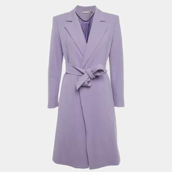 Pre Owned Alice + Olivia Lavender Wool Belted Mid-Length Coat S