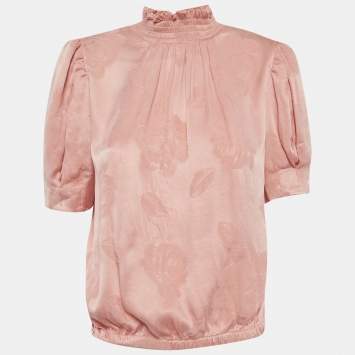 Pre Owned Alice + Olivia Pink Jacquard Crepe Top S