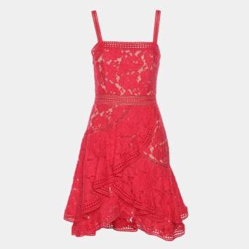 Pre Owned Alice + Olivia Pink Lace Mini Dress S