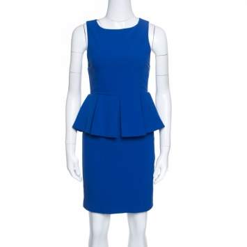 Pre Owned Alice + Olivia June Cobalt Blue Sleeveless Peplum Dress S
