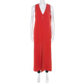 Pre Owned Alice + Olivia Poppy Red Crepe Sleeveless Angelica Maxi Vest S