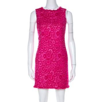 Pre Owned Alice + Olivia Pink Geometric Pattern Wool Blend Short Dress XS
