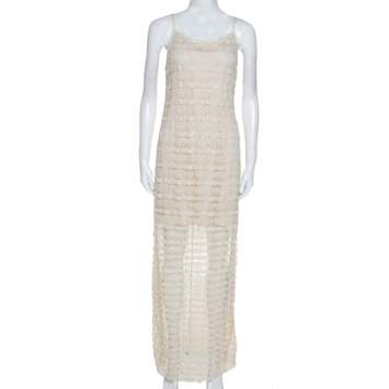 Pre Owned Alice + Olivia Cream Crochet Anora Maxi Dress M