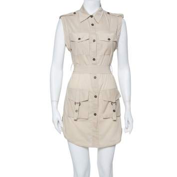 Pre Owned Alice + Olivia Beige Cotton Harper Safari Dress S