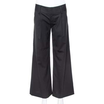 Pre Owned Alice + Olivia  Black Wool Crepe Wide Leg Trousers S