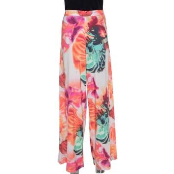 Pre Owned Alice + Olivia Multicolor Abstract Printed Crepe Wide Leg Palazzo Pants S