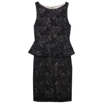 Pre Owned Alice + Olivia Black Lace Josephine Peplum Dress S