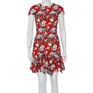 مملوكة مسبقًا Alice + Olivia Multicolor Floral Lace Imani Mini Dress S