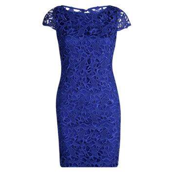 Pre Owned Alice + Olivia Clover Blue Lace Cap Sleeve Dress S
