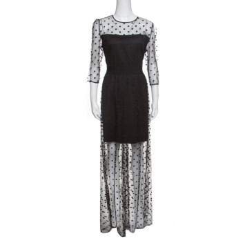 Pre Owned ALICE by Temperley Black Polka Dotted Celia Maxi Dress L