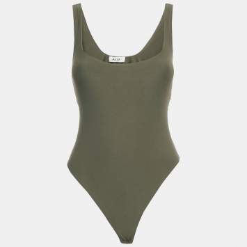 Pre Owned Alix Olive Green Jersey Sleeveless Bodysuit M 