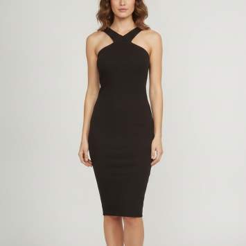 Pre Owned Alix Nyc Black Rib Knit Bodycon Mini Dress M