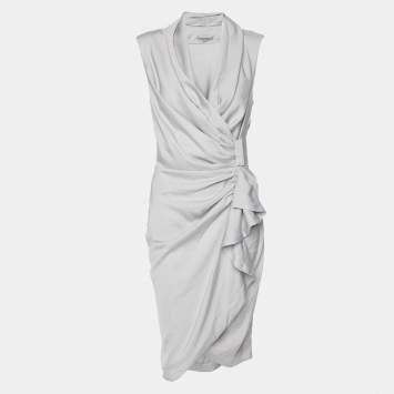Pre Owned All Saints Grey Satin Cancity Dress S
