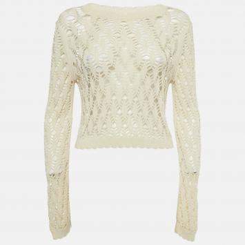 مملوكة مسبقًا All Saints Beige Open Knit Top M 