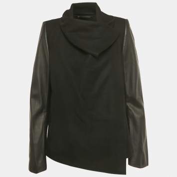 Pre Owned All Saints Black Felt and Leather Sleeve Jacket M