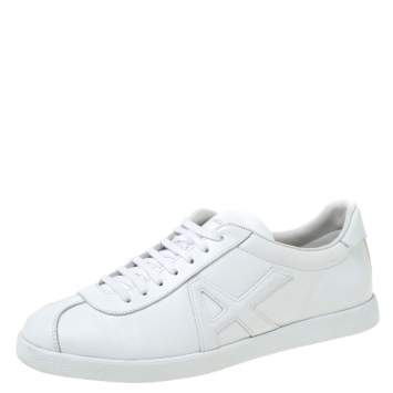 Pre Owned Aquazzura White Leather The A Lace Up Low Top Sneaker Size 40