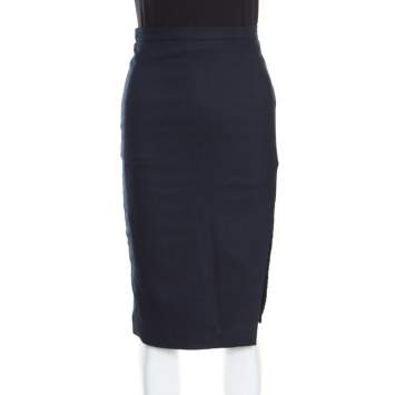 Pre Owned Altuzarra Navy Blue Wool Blend Stretch Faun Pencil Skirt S
