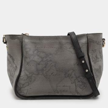 Pre Owned Alviero Martini 1A Classe Grey Coated Canvas and Leather Shoulder Bag