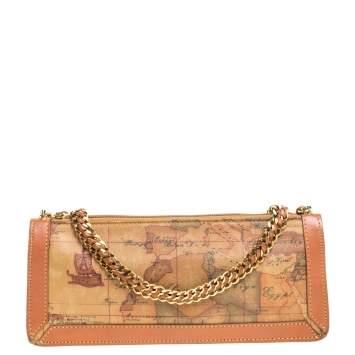 Pre Owned Alviero Martini 1A Classe Coated Canvass and Leather Chain Baguette Bag