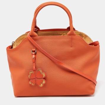 Alviero Martini 1A Classe Orange/Tan Geo Print Coated Canvas Satchel