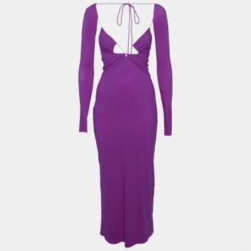 Pre Owned Amazuin Pink Jersey Tie-Up Detail Midi Issad Dress One Size