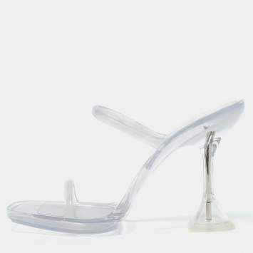 Pre Owned Amina Muaddi Transparent PVC Lupita Slide Sandals Size 37