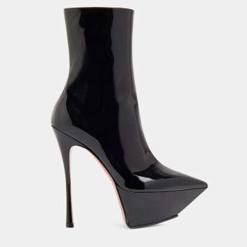 Pre Owned Amina Muaddi Yigit Black Leather Boots EU 40