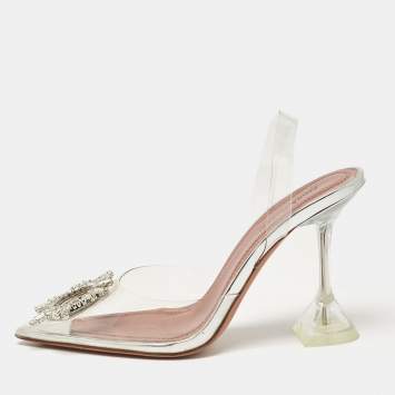Pre Owned Amina Muaddi Transparent PVC Begum Pumps Size 36