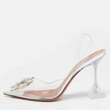 Pre Owned Amina Muaddi Transparent PVC Begum Pumps Size 38.5