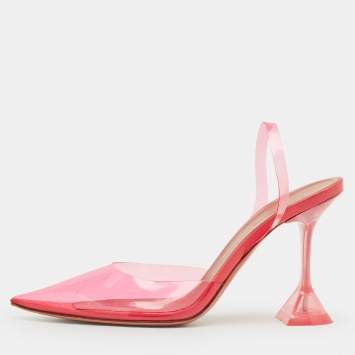 مملوكة مسبقًا Amina Muaddi Pink PVC Holli Glass Pumps Size 39