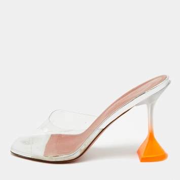 Pre Owned Amina Muaddi lupita Size 39 Transparent PVC Slide Sandals