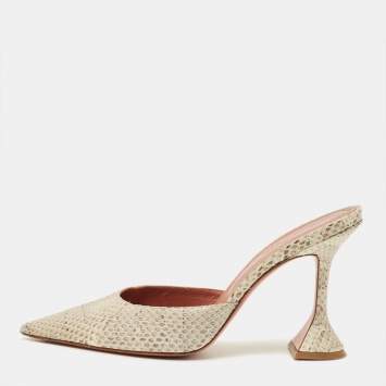 Pre Owned خلخال أمينة معادي فيونا ملون بيثون مقدمة مدببة مقاس 39.5