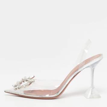 مملوكة مسبقًا Amina Muaddi Begum Size 38.5 Transparent PVC Slingback Pumps