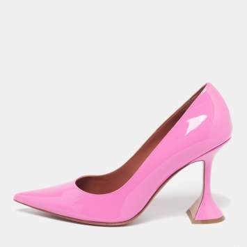 مملوكة مسبقًا حذاء كعب عالي أمنية معادي وردي جلد براء لامع مقاس 38