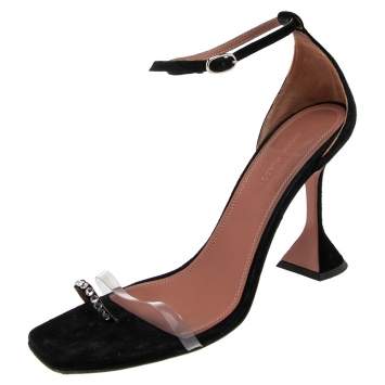 Pre Owned Amina Muaddi Black Suede Oya Sandals Size 41