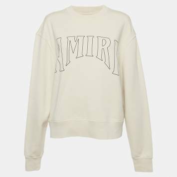 Pre Owned Amiri Cream Logo Print Jersey Oversized Sweatshirt S