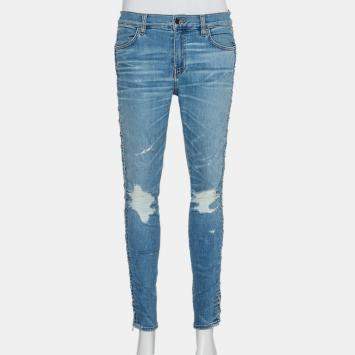Pre Owned Amiri Blue Denim Side Chain Detail Skinny Jeans M