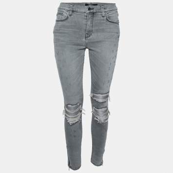 Amiri Blue Denim Distressed Ankle Zip Detailed Jeans M Amiri