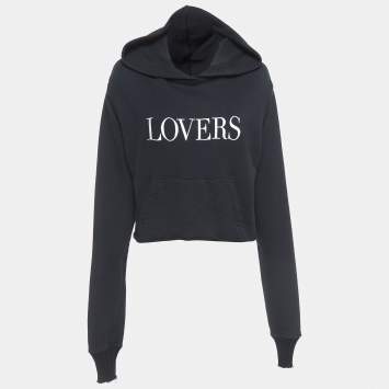 Pre Owned Amiri Black Lovers Print Cotton Hooded Sweatshirt S
