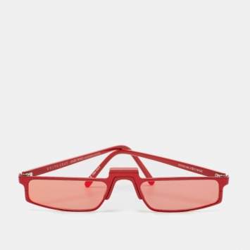 Pre Owned Andy Wolf x White Heat Red Mirror Muhren Rectangle Sunglasses