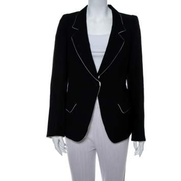 Pre Owned Ann Demeulemeester Black Wool Contrast Trim Classic Fit Blazer M