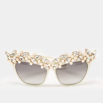 Pre Owned Anna-Karin Karlsson White/Grey Gradient Tears of The Moon Cat-Eye Sunglasses