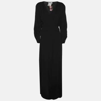 Anna Scholz Black Silk Double Wrap Dress XXL