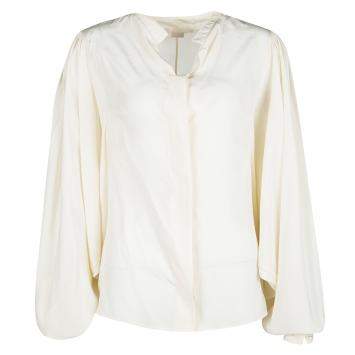 مملوكة مسبقًا Antonio Berardi Cream Silk Bat Sleeve Detail Blouse M
